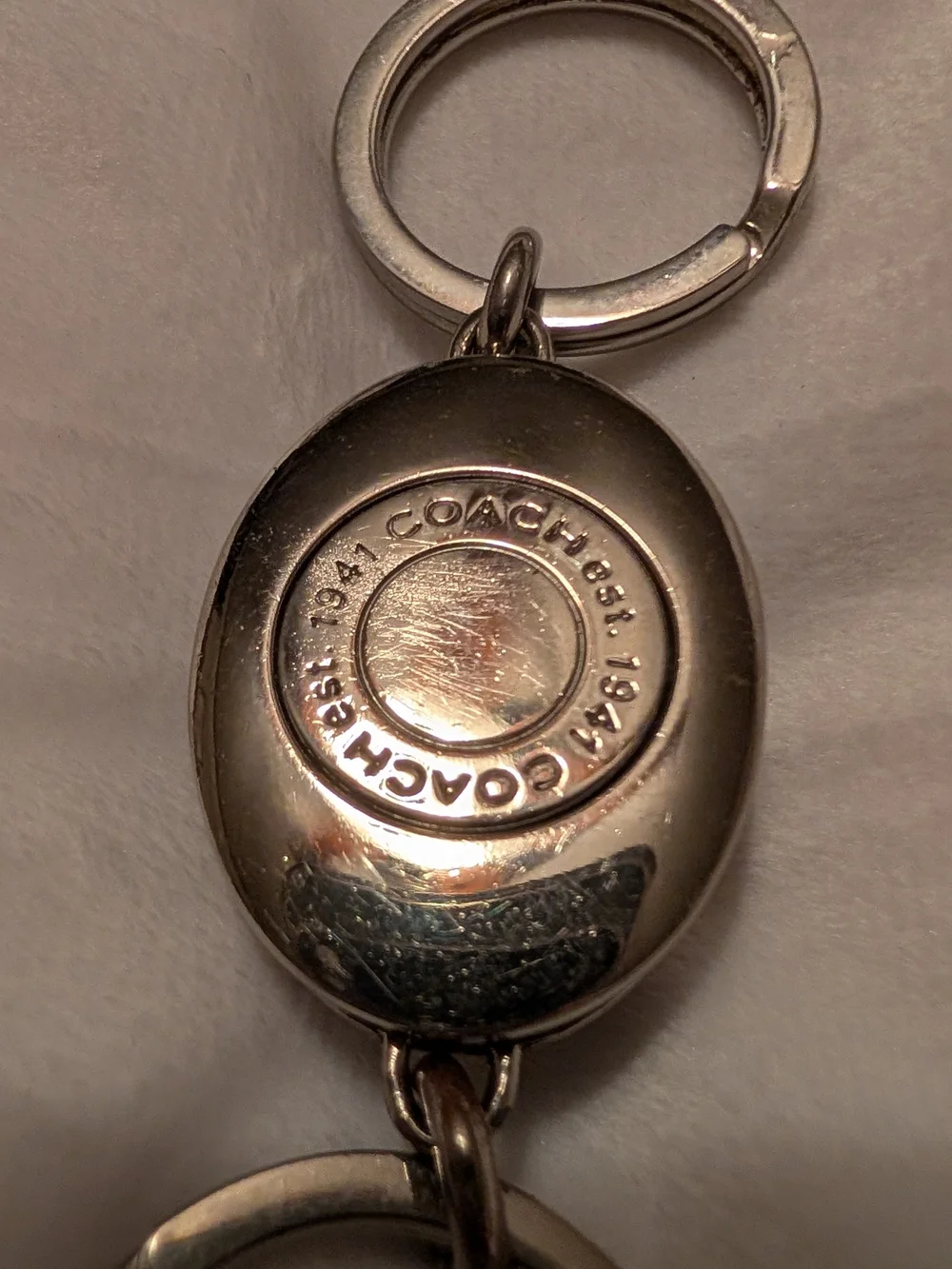 Coach Legacy Stripe Turnlock Valet Keychain GUC